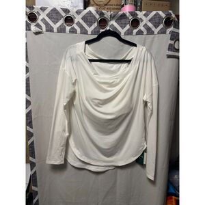 NWT Halara One Shoulder Long Sleeve Thumb Hole Curved Hem High Low Top Size Med